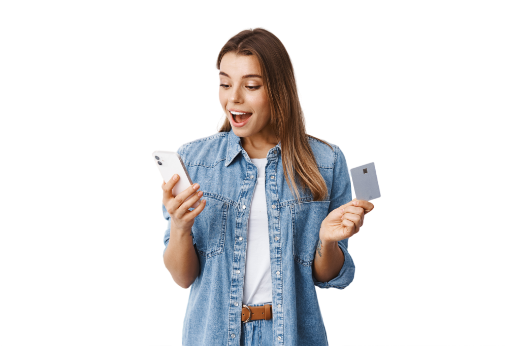 mulher feliz pagamento